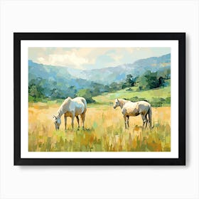 Horses Painting In Blue Ridge Mountains Virginia, Usa, Landscape 2 Art Print