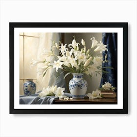 White Lilies In A Vase Art Print