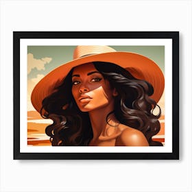 Illustration of an African American woman at the beach 66 Art Print