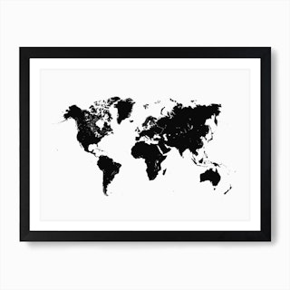World Map in White Art Print