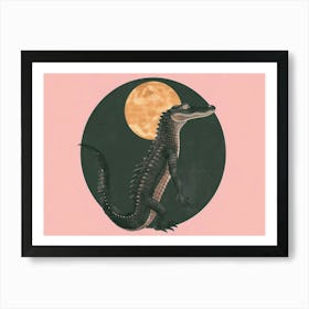 Alligator At The Moon Art Print