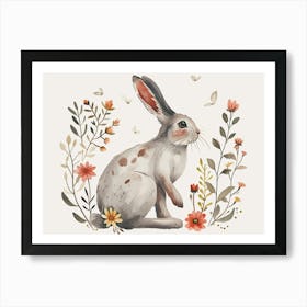 Little Floral Arctic Hare 4 Art Print
