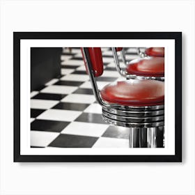 Vintage America Red Diner Chairs Art Print