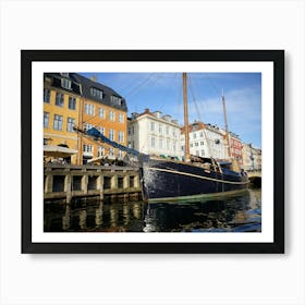 Boat Docked In Nyhavn Art Print