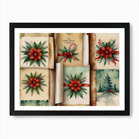 Christmas Poinsettias Art Print