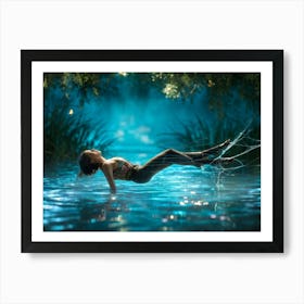 Water Spider With Human Like Attributes Weaving A Web Shimmering With An Enchanting Glow Placed Am Art Print