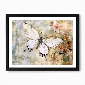 Butterfly And Flowers 1 Art Print