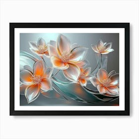 3d Lotus Flowers Art Print