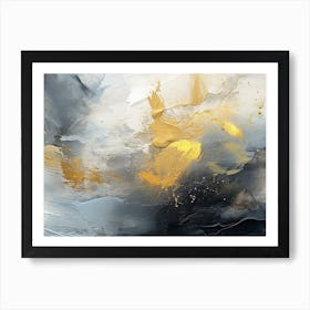 Abstract Painting Gold and Black Art Print