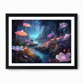 Lotus Flowers In The Forest Art Print