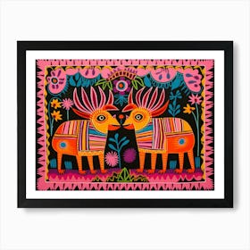 Warthog Folk Style Animal Illustration Art Print