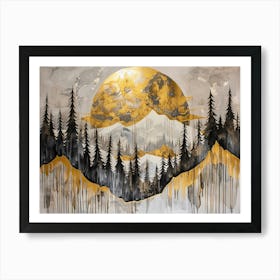 Golden moon in the Mountains Art Print