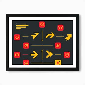 An Abstract Set Of Flat Design Navigation Icons Consisting Of Pointer With Red And Yellow Color Sche 2 1 Art Print