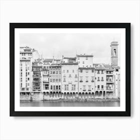 Black And White Street View In Florence In Italy Art Print