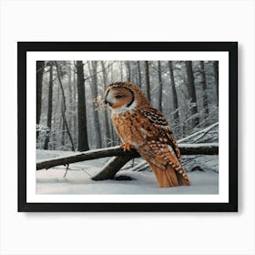 Owl In The Snow Art Print