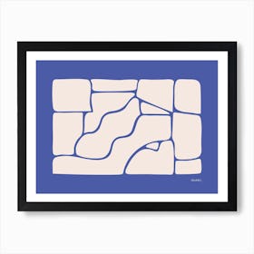 Solid Fluid Landscape Blue And Off White Original Abstract Minimalist Art Print