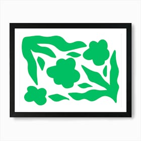 Green Leaves And Flowers Art Print