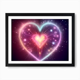 A Colorful Glowing Heart On A Dark Background Horizontal Composition 46 Art Print