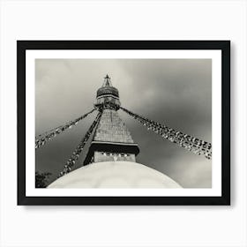 Nepal Buddhist Temple In Black And White Art Print
