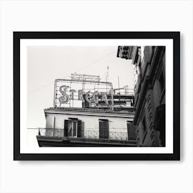 Vintage Strega Sign In Rome Black And White Art Print
