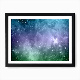 Green, Purple, Blue Galaxy Space Background Art Print