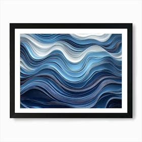 Abstract Background With Blue Waves 1 Art Print