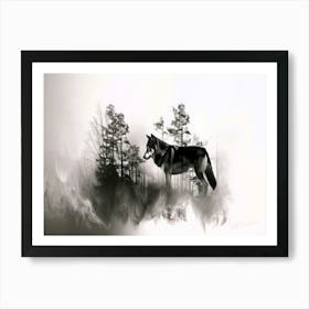 Wolf Habitat - Wolf Silhouette Art Print