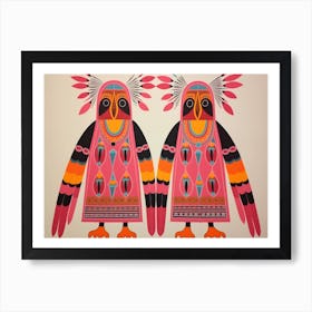 King Penguin Folk Style Animal Illustration Art Print