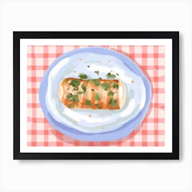 A Plate Of Canelloni, Top View Food Illustration, Landscape 2 Art Print