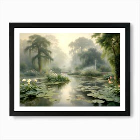 Misty Morning At The Botanical Garden 2 Art Print