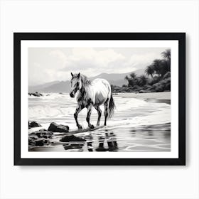 A Horse Oil Painting In Maui Beaches Hawaii, Usa, Landscape 1 Art Print