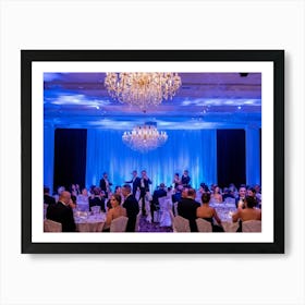 Corporate Gala Captured In A Bustling Ballroom Elite Guest List In Tight Tuxedo Clad Figures Dance (1) Art Print