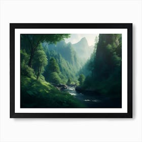 Valley Abound With Lush Green Forest Art Print