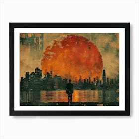 Urban Rhapsody: Collage Narratives of New York Life. Sunset Over Manhattan Poster