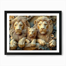 Family Of Lions Poster