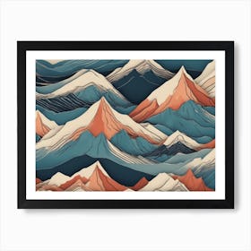 Mountains In Blue And Orange Art Print