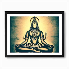 Lord Siva Meditating AI Vintage Art Art Print
