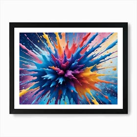 Abstract Image Of A Colorful Explosion Of Paint Splatters, Creating A Dynamic And Chaotic Composition Art Print