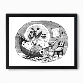 Black and White Hamster Kids Bedtime Sleep Art Print