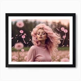 Pink Hair Dandelion Art Print