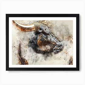 Bull Art Illustration In A Painting Style 01 Art Print