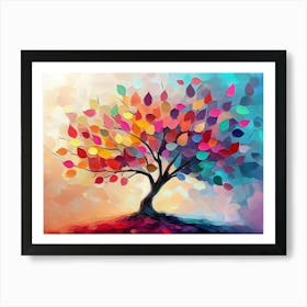 Colorful Tree of Life - Leaves Hanging Branches Art Print