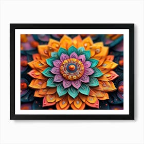 3d Detailed Mandala with Vibrant Colors 4 Poster