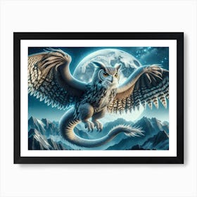 Owl-Dragon Fantasy Art Print