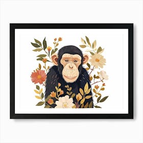 Little Floral Chimpanzee 1 Art Print