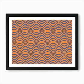 Blue and Orange Waves Art Print