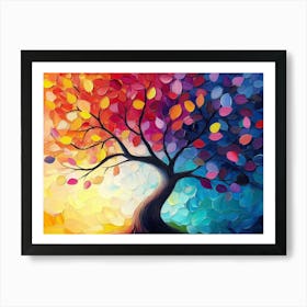 Elegant Colorful Tree with Vibrant Leaves Hanging Branches 5 Art Print