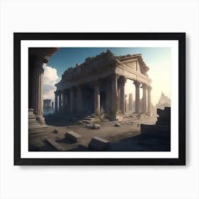 Fantastical Ruined City With Ancient Remains Art Print
