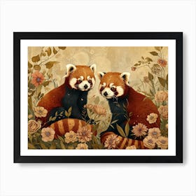 Floral Animal Illustration Red Panda 1 Art Print