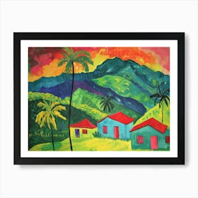 Houses In The Mountains Art Print